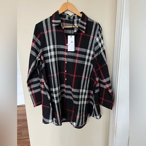 Shana 3/4 sleeves button down. NWT! Zipper back!